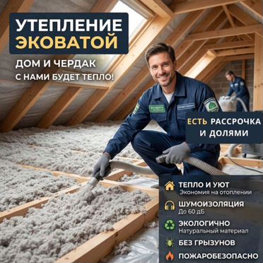 Утепление дома эковатой, стен, потолков